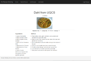 A screenshot of the recipe sharing site